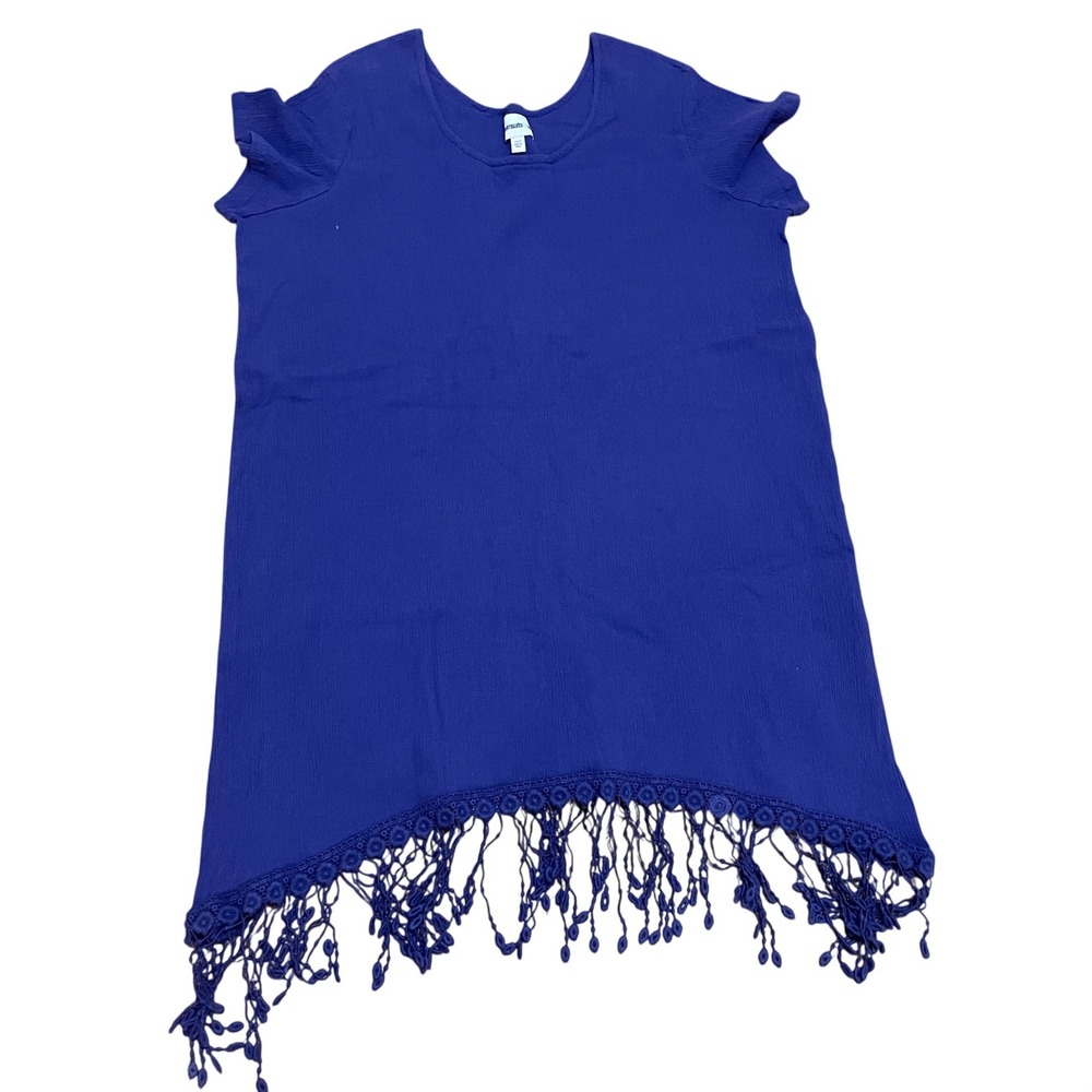 Swimsuits For‎ All Purple Cotton Gauze Fringe Crochet Lace Swim Cover Up 22/24